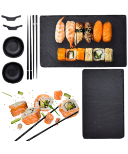 ZESTAW DO SUSHI dla Dwojga Elegancki Prezent Deluxe Pałeczki talerze podst,